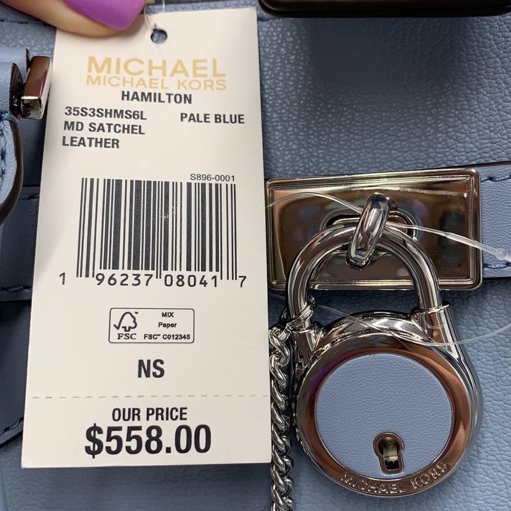 MICHAEL KORS HAMILTON MEDIUM SATCHEL PALE BLUE COLOR - Picture 16 of 16